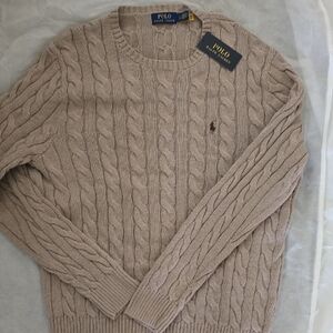 Polo by Ralph Lauren Beige Cable-Knit Crewneck Sweater